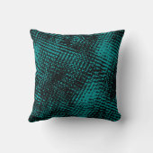 濃いシアン – 緑のストロークがバーラップのように交差 クッション (裏面)