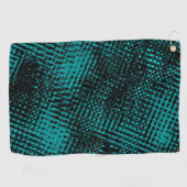 濃いシアン – 緑のストロークがバーラップのように交差 ゴルフタオル (横)