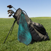 濃いシアン – 緑のストロークがバーラップのように交差 ゴルフタオル (グリーン)