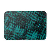濃いシアン – 緑のストロークがバーラップのように交差 バスマット (正面)