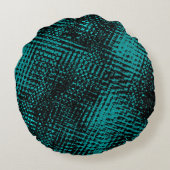 濃いシアン – 緑のストロークがバーラップのように交差 ラウンドクッション (裏面)