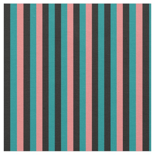 濃いシアン、黒、および明るいコーラルパターン ファブリック (クローズアップ)