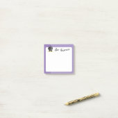 濃いシックな黒猫アートで鉛筆を紫に ポストイット (デスク上)