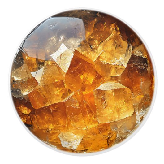 濃いシトリン地殻パターン セラミックノブ (正面)