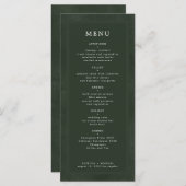 濃いシンプルエレガント緑のカスタムウェディング メニュー (正面/裏面)