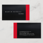 濃いスタイリッシュ灰色の赤のプレーン 名刺 (正面/裏面)