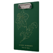 濃いスタイリッシュ緑と金ゴールドの植物花 クリップボード (左)