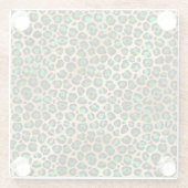 濃いスタイリッシュ緑と金箔ヒョウの斑点 ガラスコースター (裏面)