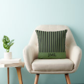 濃いスタイリッシュ緑と黒のストライプモノグラム クッション (椅子)