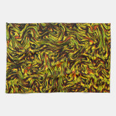 濃いストロークとオレンジの黄金色の素朴な質感 キッチンタオル (横)