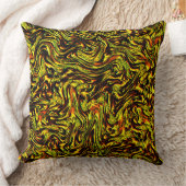 濃いストロークとオレンジの黄金色の素朴な質感 クッション (ブランケット)