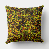 濃いストロークとオレンジの黄金色の素朴な質感 クッション (裏面)