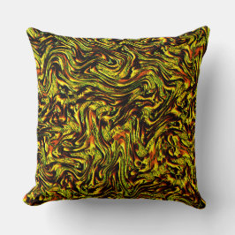 濃いストロークとオレンジの黄金色の素朴な質感 クッション