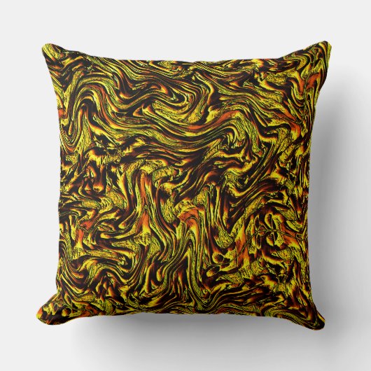 濃いストロークとオレンジの黄金色の素朴な質感 クッション (正面)