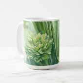 濃いセロリのグリーンボタニカル柄 コーヒーマグカップ (正面左)