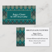 濃いターコイズとグレー名門私立校風のアーガイル 名刺 (正面/裏面)