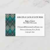 濃いターコイズとグレー名門私立校風のアーガイル 名刺 (裏面)