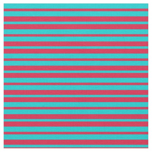 濃いターコイズと深紅の色の線 ファブリック (クローズアップ)