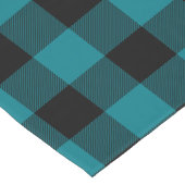 濃いターコイズと黒バッファローチェック ショートテーブルランナー (コーナー)