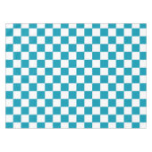 濃いターコイズのチェック柄 テーブルクロス (正面(横))
