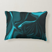 濃いターコイズの青、深いの空、またはシアンの曲線 アクセントクッション (裏面)