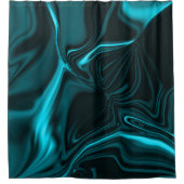 濃いターコイズの青、深いの空、またはシアンの曲線 シャワーカーテン (正面)