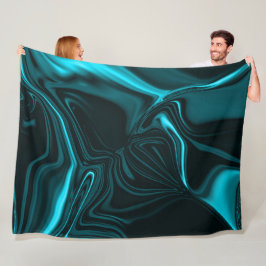 濃いターコイズの青、深いの空、またはシアンの曲線 フリースブランケット