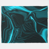 濃いターコイズの青、深いの空、またはシアンの曲線 フリースブランケット (正面(横))