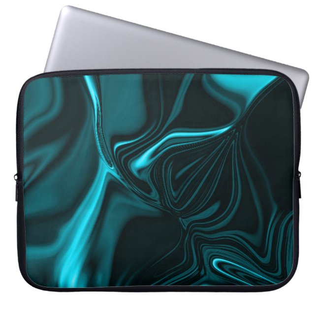 濃いターコイズの青、深いの空、またはシアンの曲線 ラップトップスリーブ (正面)