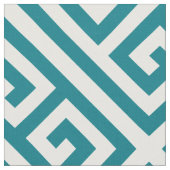 濃いターコイズ対角の正方形ギリシャ鍵パターン ファブリック (クローズアップ)