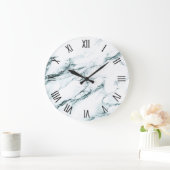 濃いターコイズ静脈大理石wローマ数字 ラージ壁時計 (ホーム)