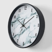 濃いターコイズ静脈大理石w黒い数字 壁時計 (傾斜)