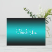 濃いターコイズ黒いエッジのグラデーション サンキューカード (スタンド正面)