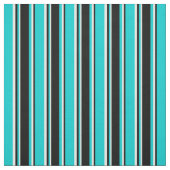 濃いターコイズ、白黒の色のストライプ ファブリック (見本)