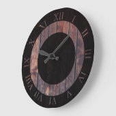 濃いダークウッド |ファームハウス素朴スタイル ラージ壁時計 (傾斜)