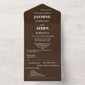 濃いチョコレートブラウンの背景 - 結婚式 オールインワン招待状 (内側)