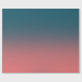 濃いティール（緑がかった色）と明るいコーラルピンク色のグラデーション ラッピングペーパー (フラット)