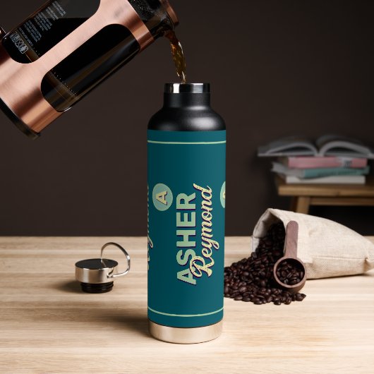 濃いティール(緑がかった色)のウォーターボトル(名前) ウォーターボトル (コーヒー)