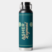 濃いティール(緑がかった色)のウォーターボトル(名前) ウォーターボトル (正面)