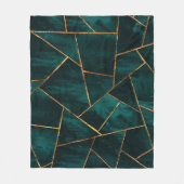 濃いティール(緑がかった色)インク銅金ゴールド幾何グラム#1 フリースブランケット (正面)