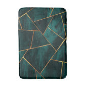 濃いティール(緑がかった色)インク銅金ゴールド幾何学ガラス#1 バスマット (正面縦)