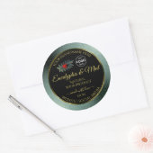 濃いティール（緑がかった色）グリッターブラック製品ラベルレディバグロゴ ラウンドシール (封筒)