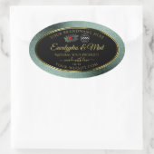 濃いティール（緑がかった色）グリッターブラック製品ラベルレディバグロゴ 楕円形シール (バッグ)