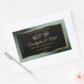 濃いティール（緑がかった色）グリッターブラック製品ラベルレディバグロゴ 長方形シール (封筒)