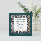 濃いティール(緑がかった色)グリーン、白と黒 招待状 (スタンド正面)