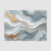 濃いティール（緑がかった色）グレーライトブルー金ゴールド大理石アートパターン 薄葉紙 (正面)