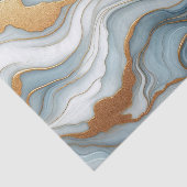 濃いティール（緑がかった色）グレーライトブルー金ゴールド大理石アートパターン 薄葉紙 (詳細)