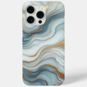 濃いティール(緑がかった色)グレーライトブルー金ゴールド大理石アートパターン Case-Mate iPhoneケース (裏面)