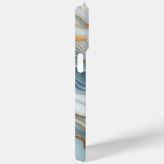 濃いティール(緑がかった色)グレーライトブルー金ゴールド大理石アートパターン Case-Mate iPhoneケース (裏面 / 右)