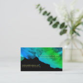濃いティール(緑がかった色)ブルーグリーン水色オンブラック 名刺 (スタンド正面)